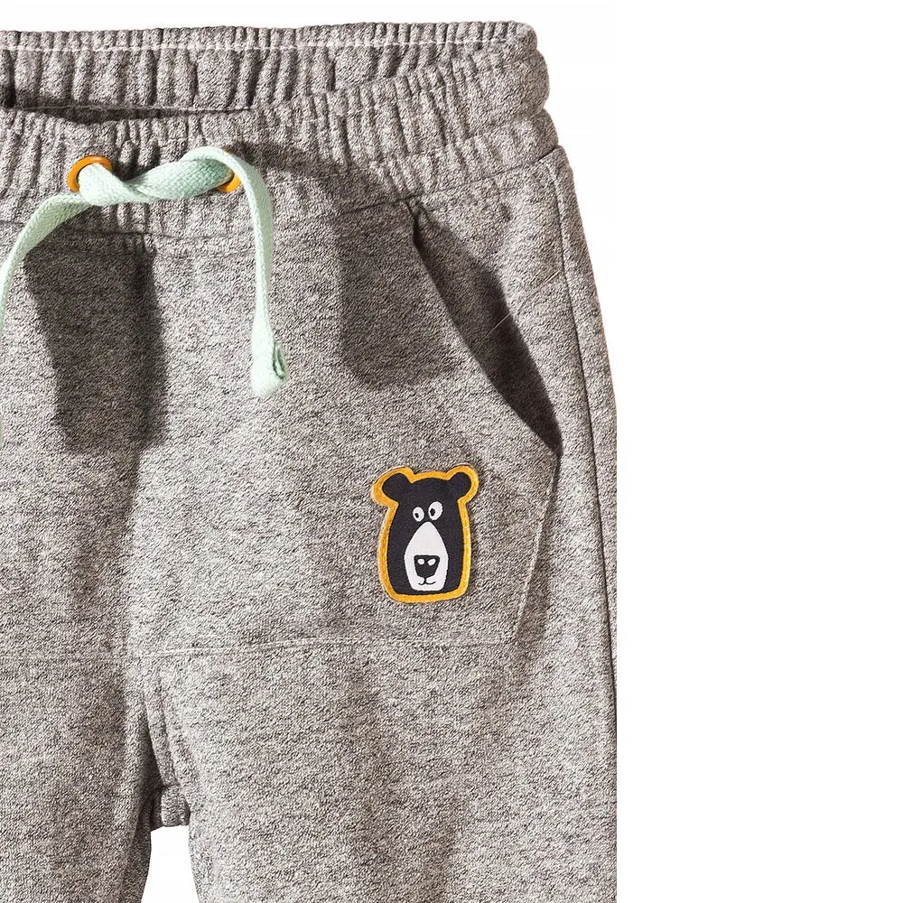 51015 Kangaroo Pocket Bear Face Texture Grey Trouser 3629