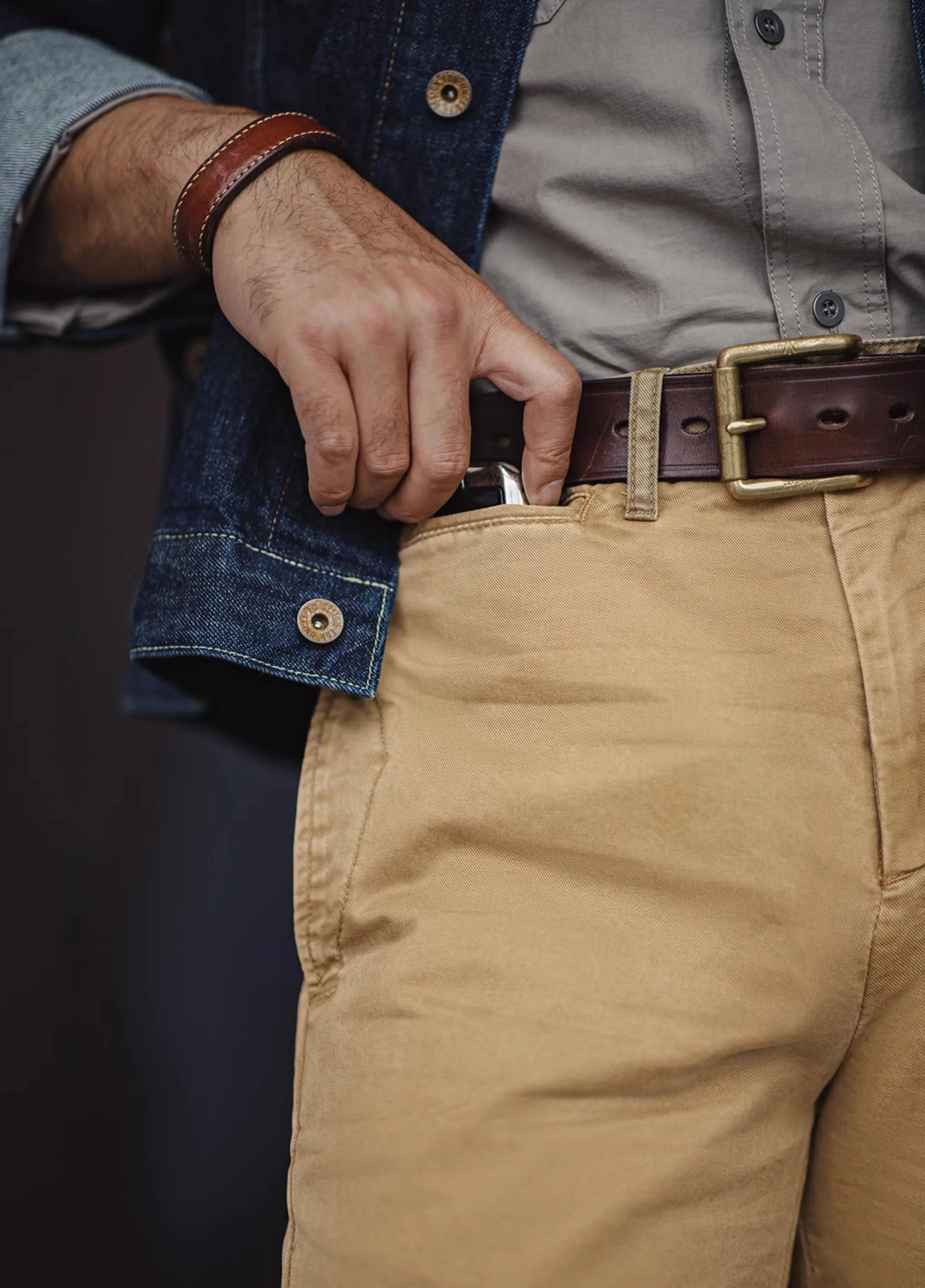 American Retro Casual Workwear Heavyweight Slim Men's Trousers