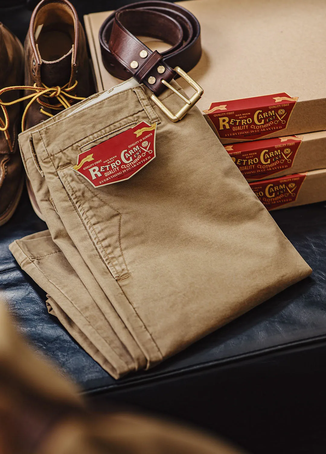 American Retro Casual Workwear Heavyweight Slim Men's Trousers
