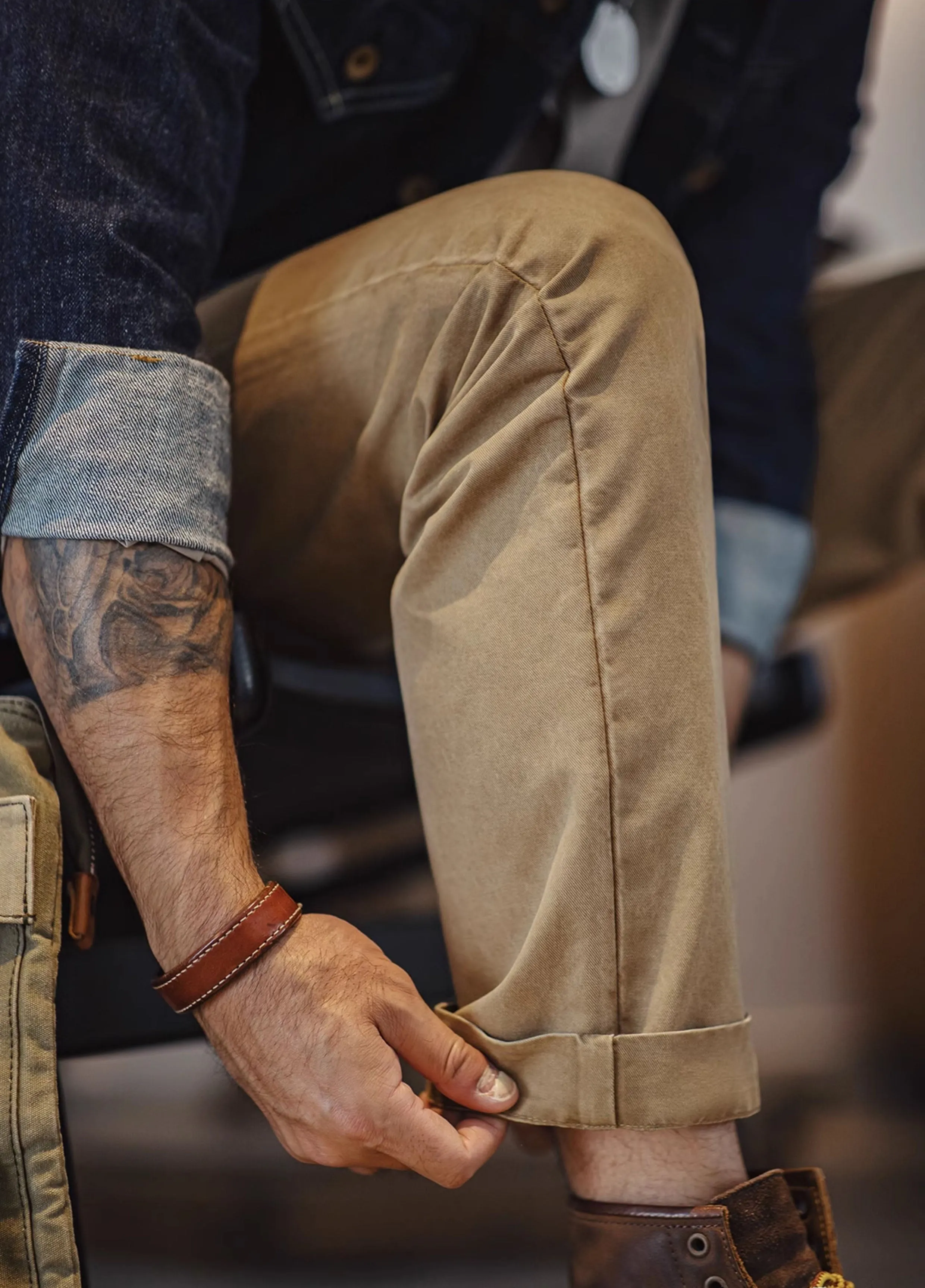 American Retro Casual Workwear Heavyweight Slim Men's Trousers