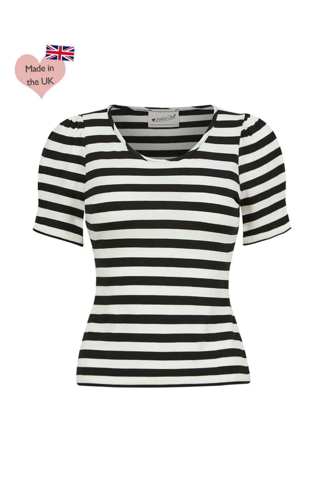 Ann Scoop Neck Striped Top in Black and Ivory