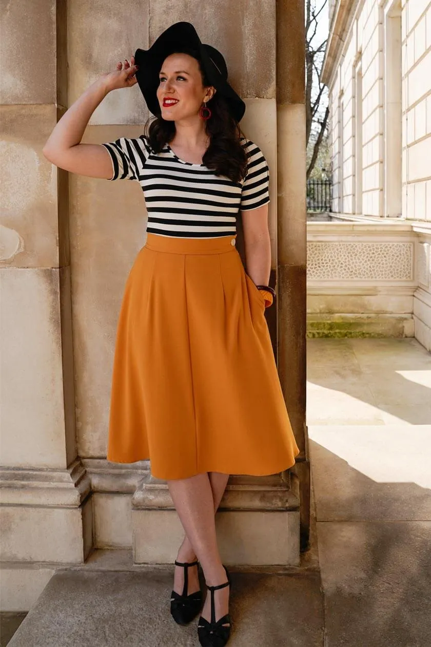 Ann Scoop Neck Striped Top in Black and Ivory