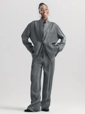 Ashore Shop  Top Trend Loose Gray 2 Piece Pant Suit Sets Women Outfit 2025