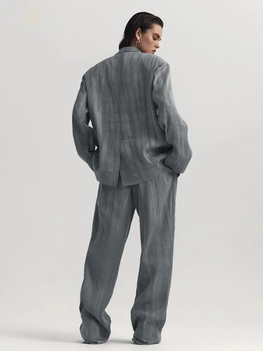 Ashore Shop  Top Trend Loose Gray 2 Piece Pant Suit Sets Women Outfit 2025