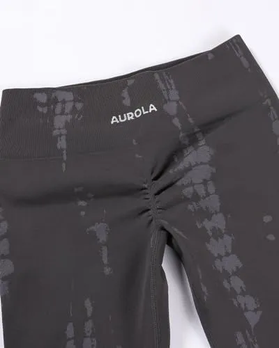 AUROLA Serpent 2 Pieces Pack Set Seamless Scrunch Workout Leggings for Women Active Gym Pants,Pack (Black   Water Blue),M