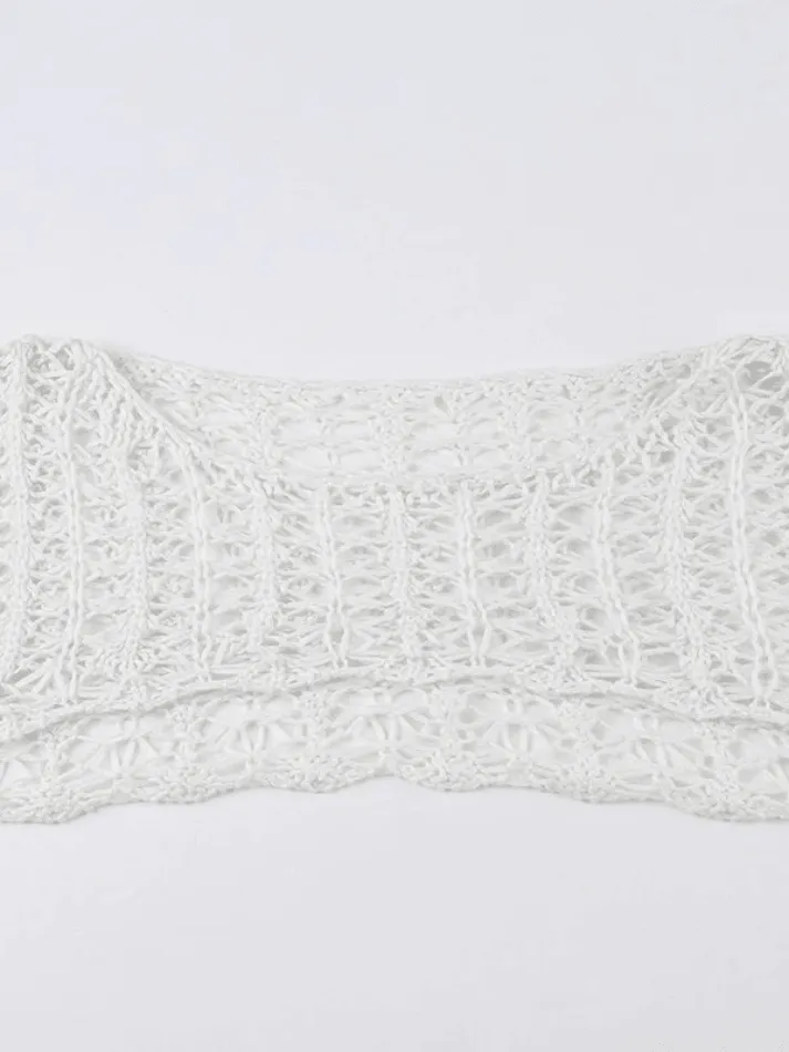 Back To School Sonicelife Retro Hollow Short Knit Crop Top