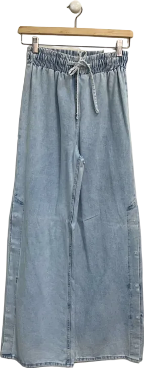 Bershka Blue Wide Leg Drawstring Jeans UK S