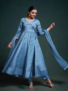 Blue Anarkali suit with dupatta set