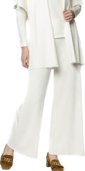 Briana Wide-Leg Milano-Knit Pants - Winter White