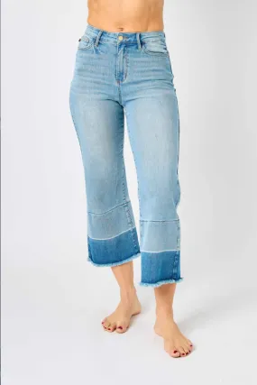 Camila - Judy Blue HW Released Hem Wide Crop Jeans