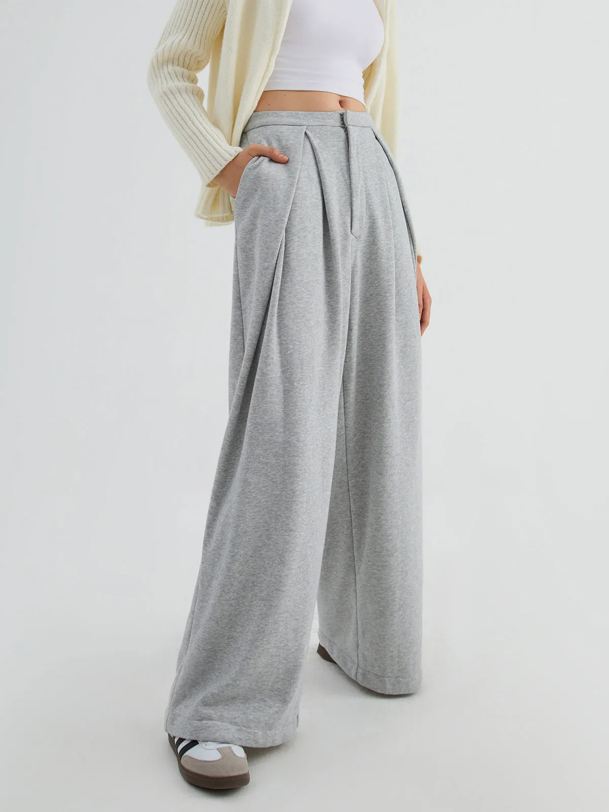 Challenge Accepted Pleat Trendy Wide Leg Sweatpants