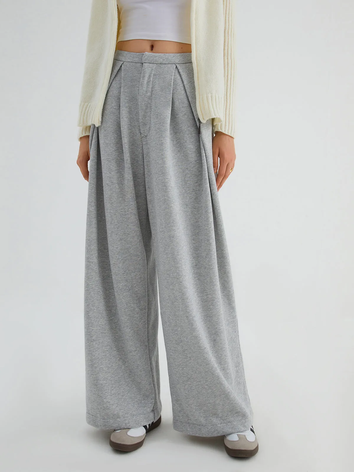 Challenge Accepted Pleat Trendy Wide Leg Sweatpants