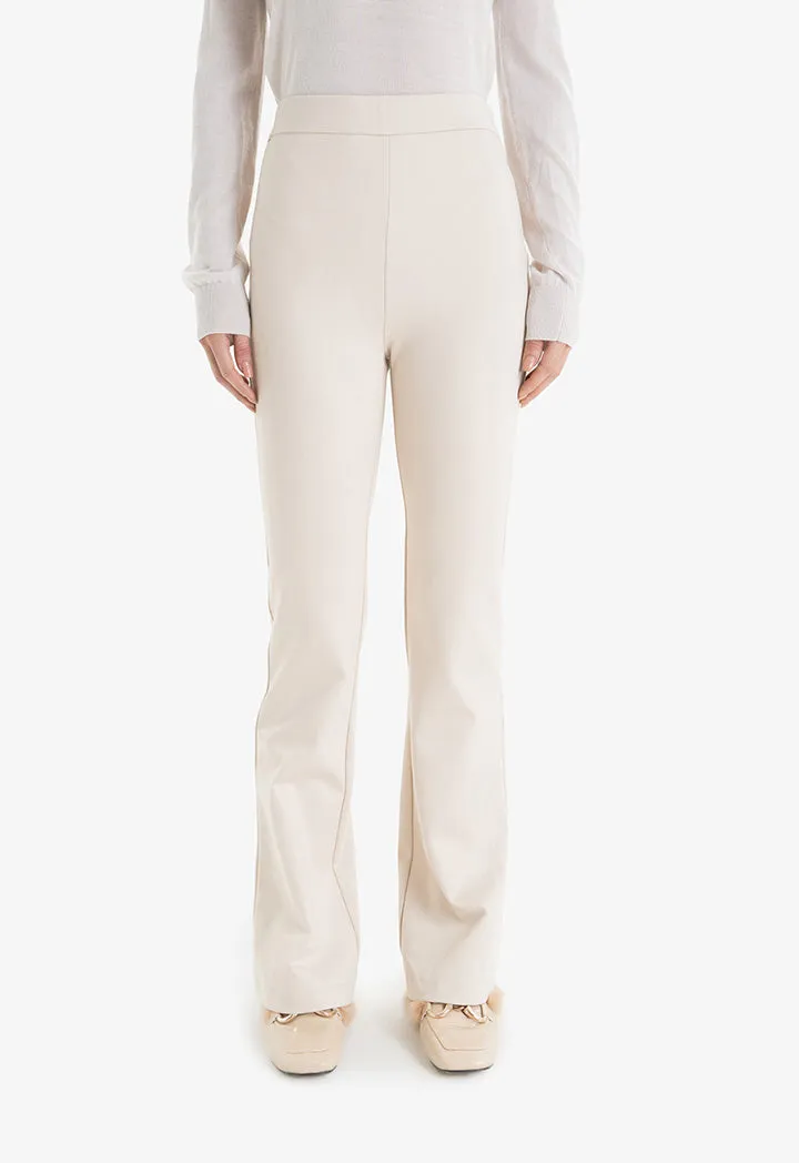 Choice Knitted Bell Bottom Solid Pants Stone