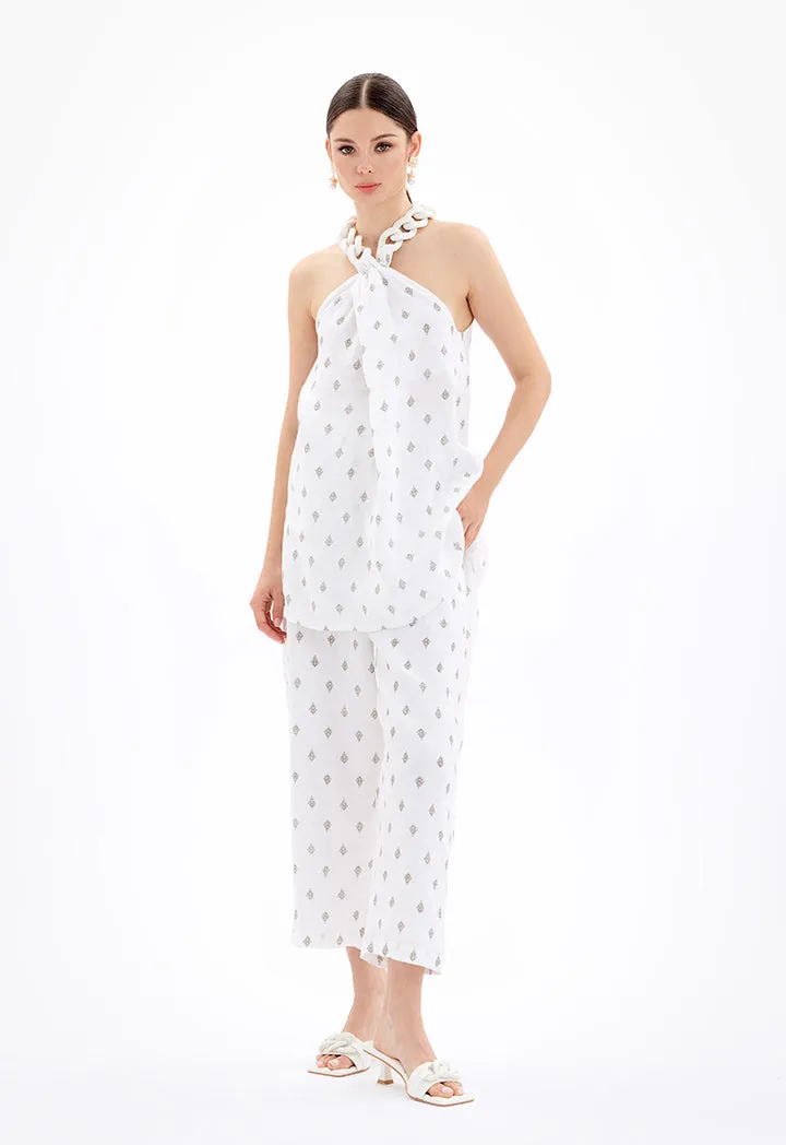 Choice Sleeveless Chunky Acrylic Strap Blouse Off White