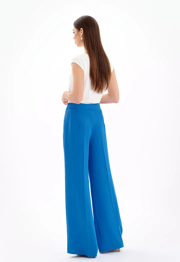 Choice Solid Wide Leg Pants Blue