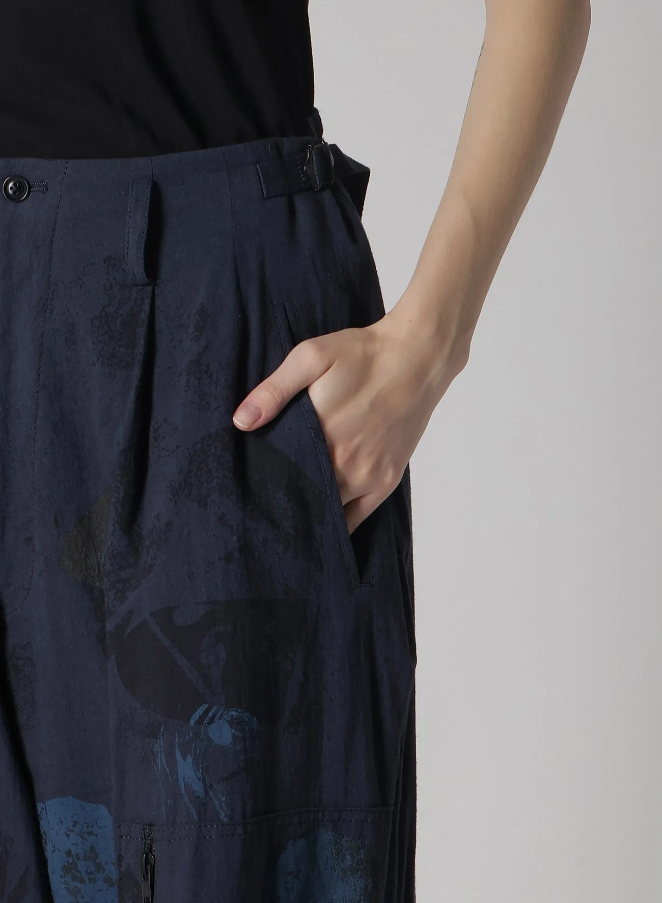 C/L POPLIN STONE DESIGN FLIGHT PANTS