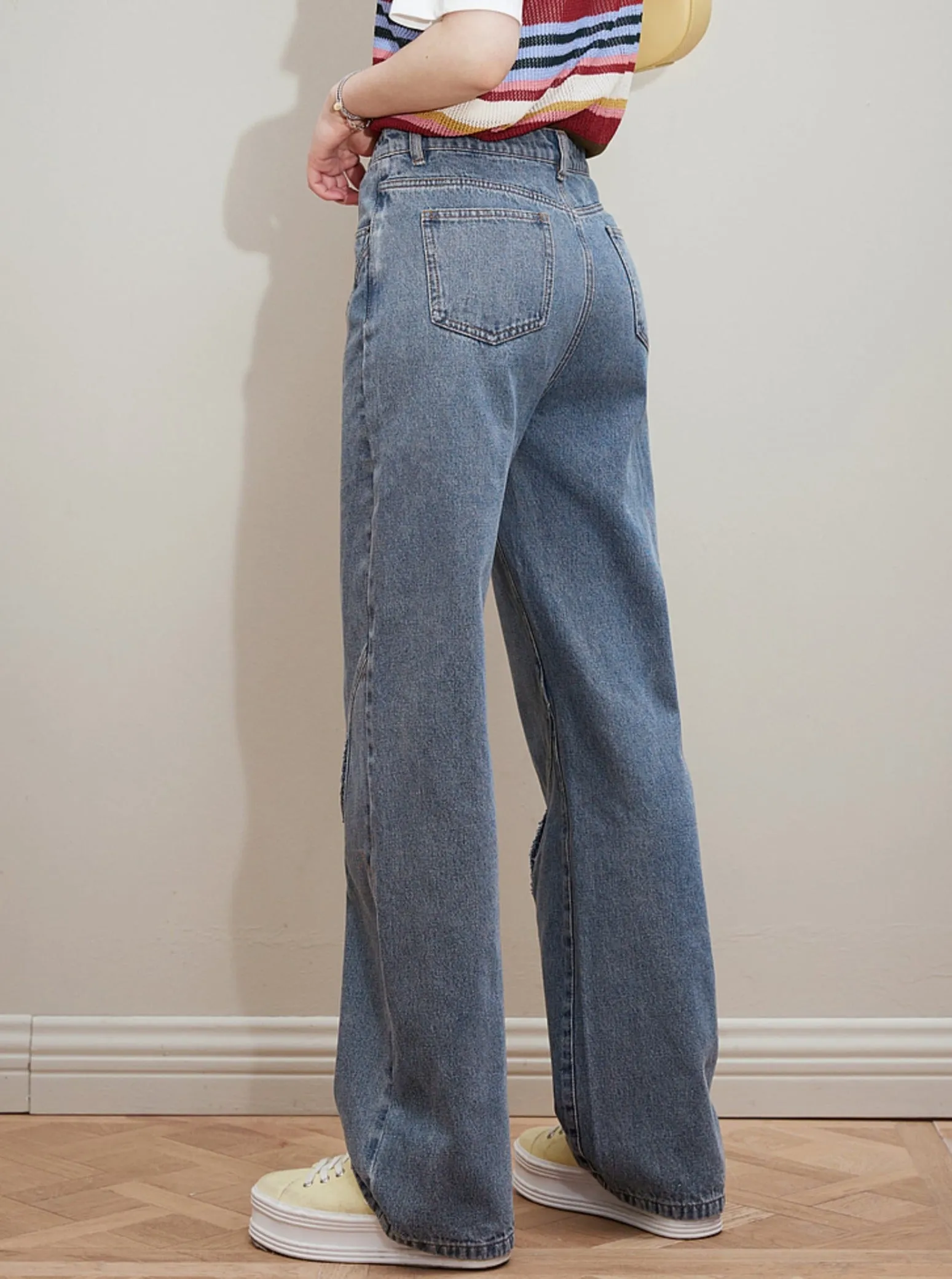 Contemporary Thin Straight Jeans Pants