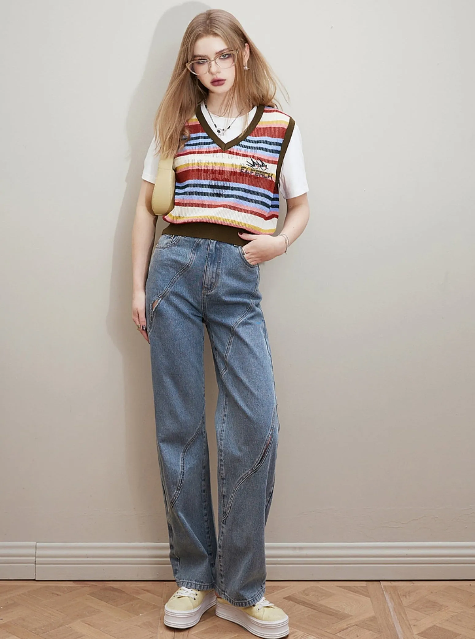 Contemporary Thin Straight Jeans Pants