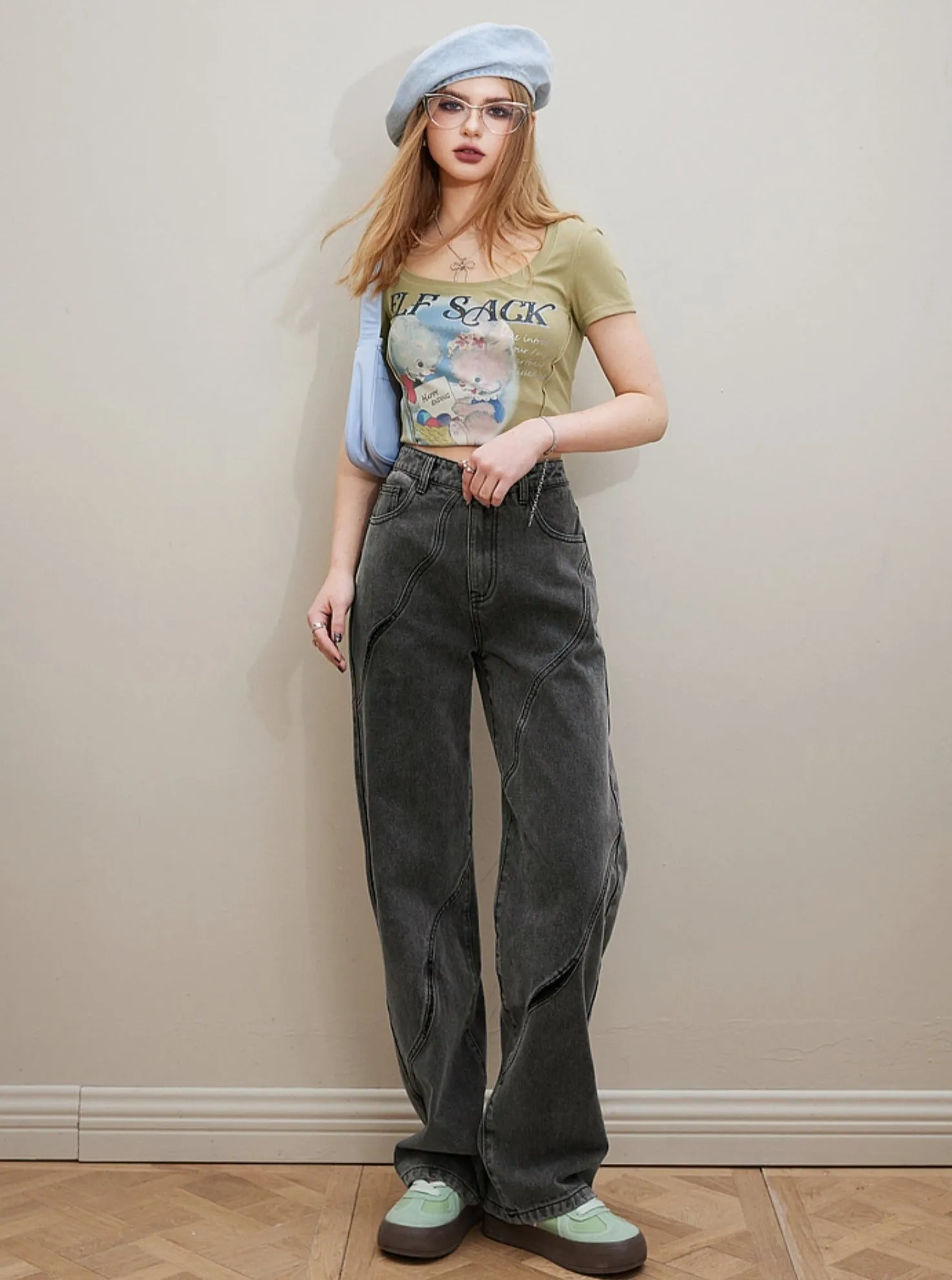 Contemporary Thin Straight Jeans Pants