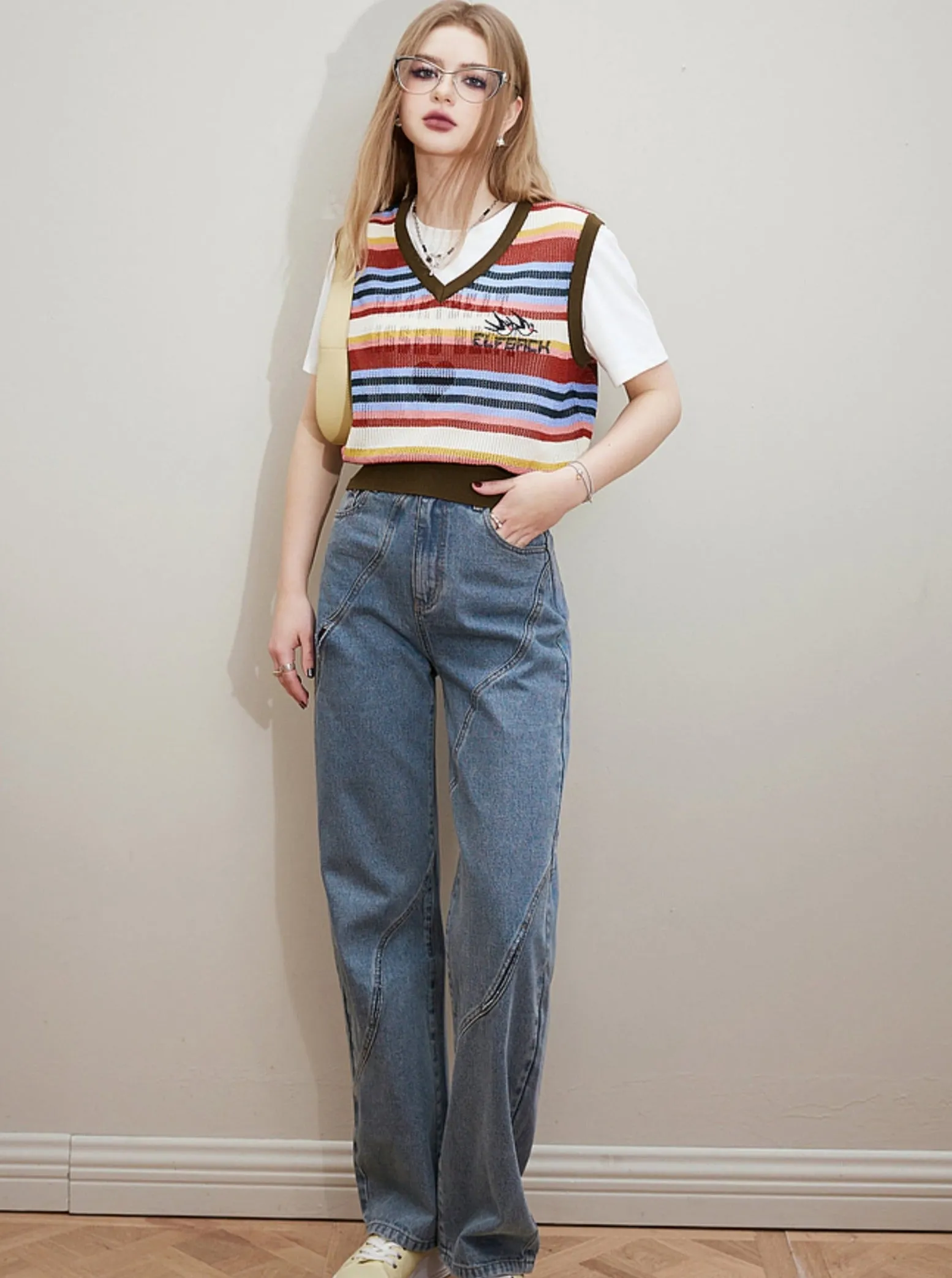 Contemporary Thin Straight Jeans Pants