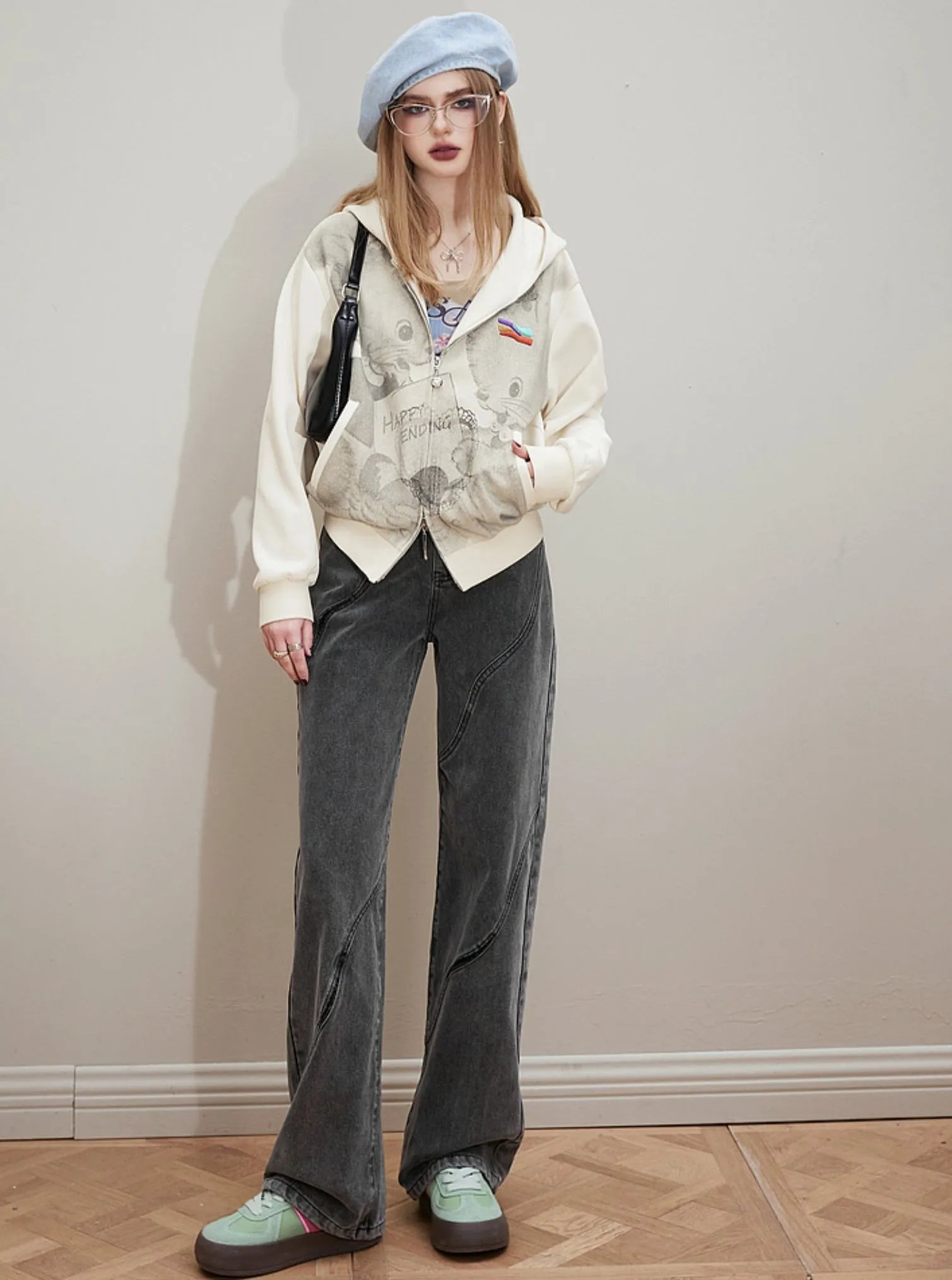 Contemporary Thin Straight Jeans Pants