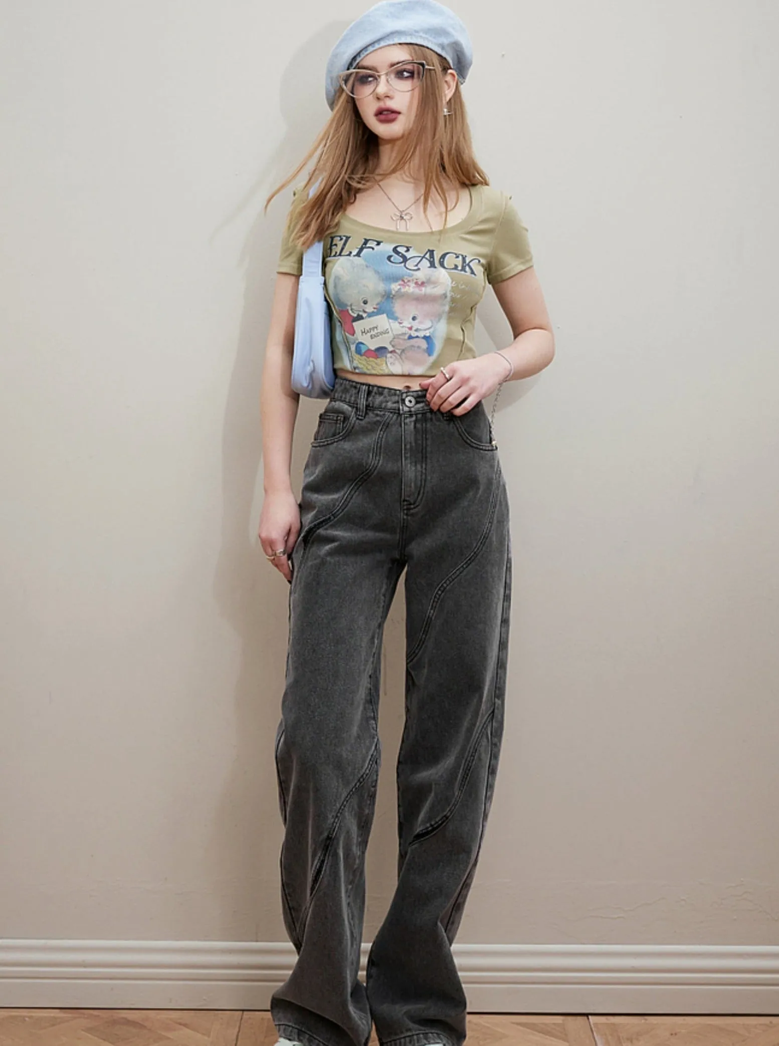 Contemporary Thin Straight Jeans Pants