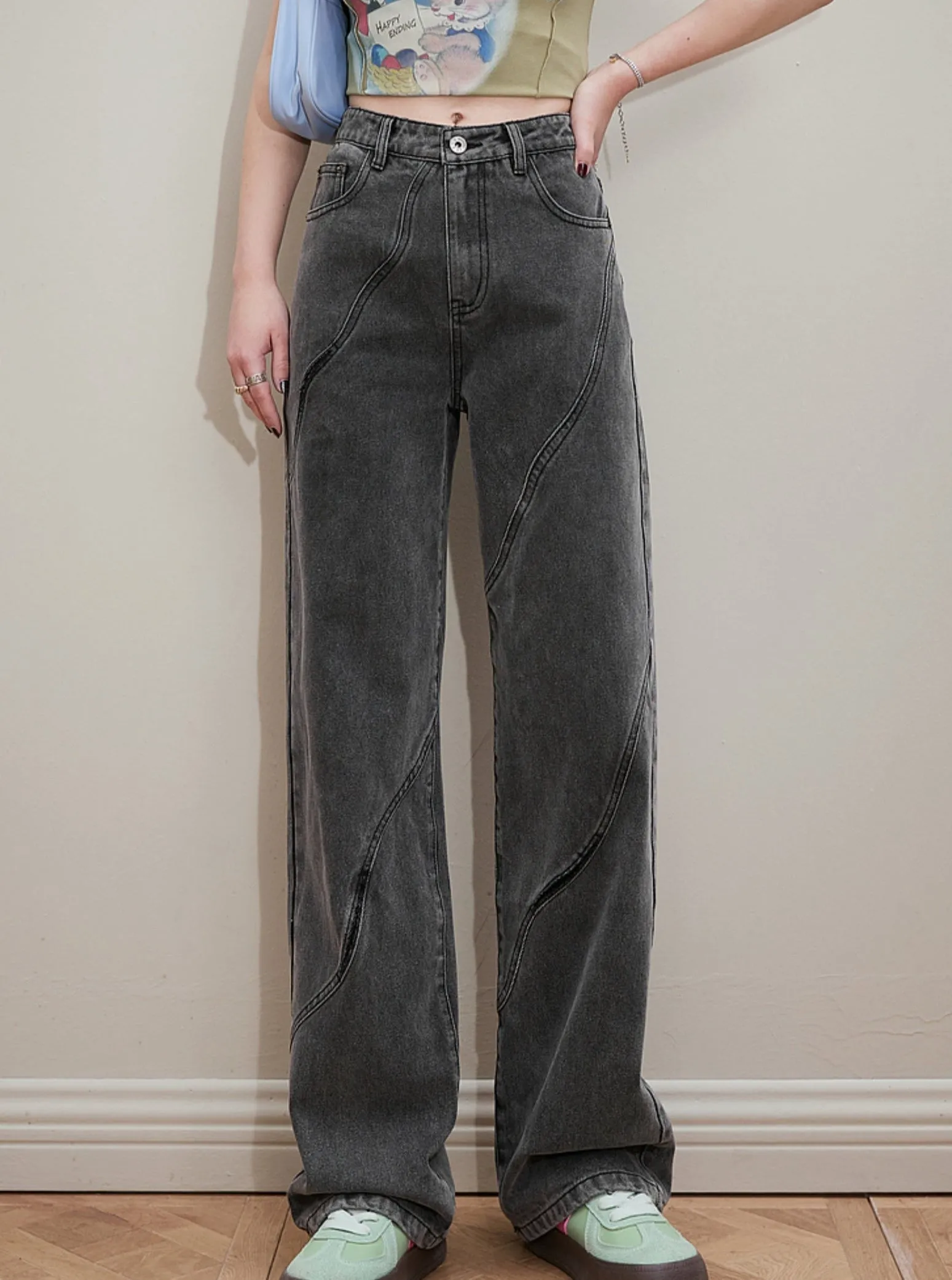 Contemporary Thin Straight Jeans Pants