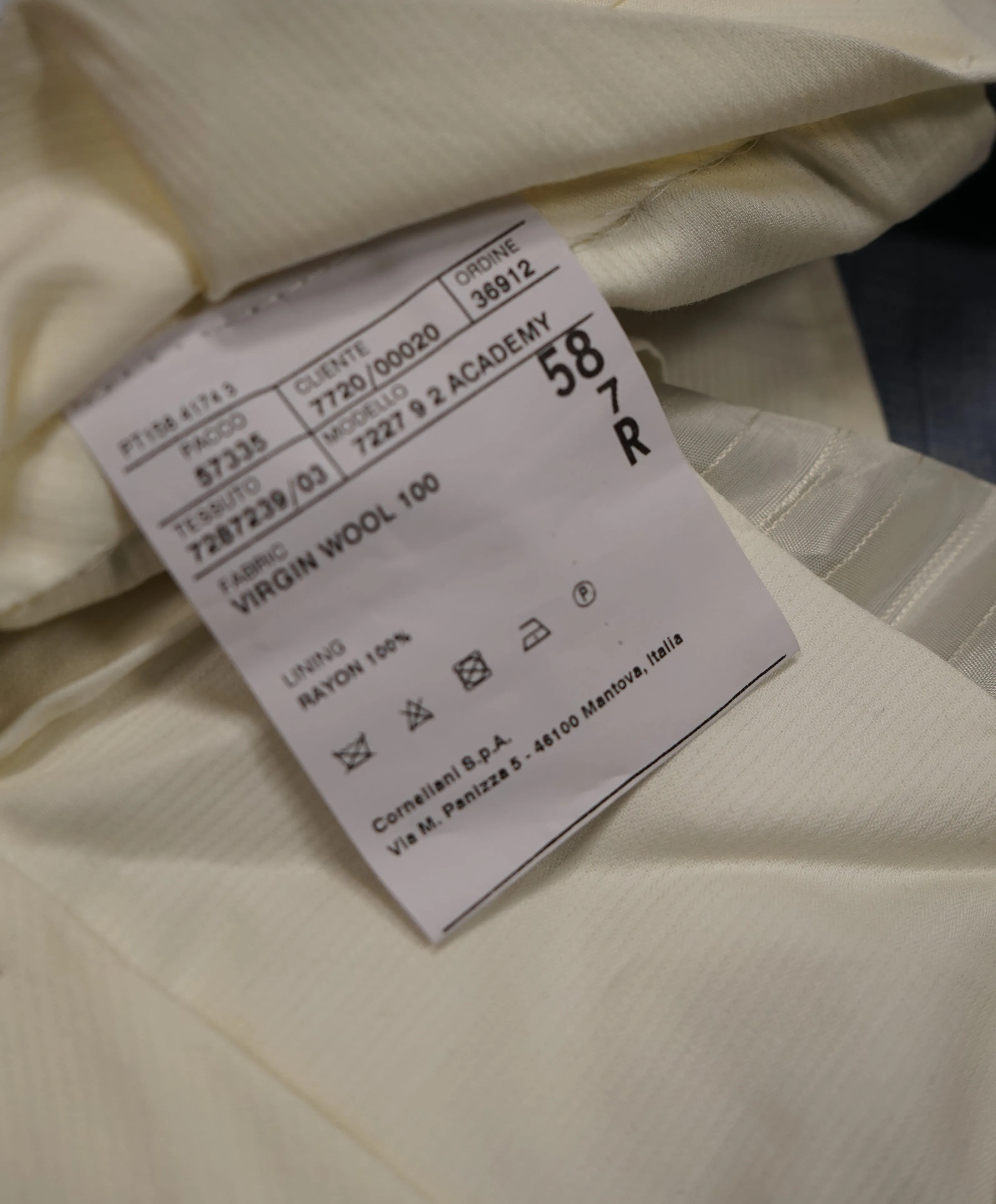 CORNELIANI - Light Blue Herringbone Textured Wool Pants - 40W