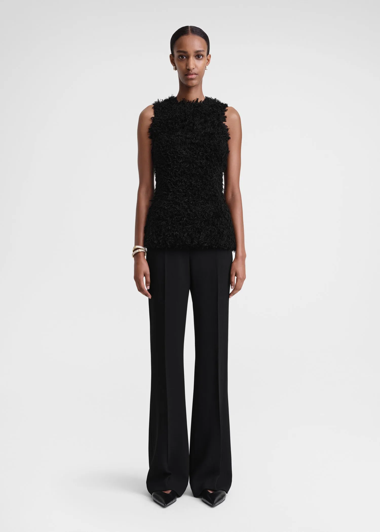 Curly mulberry silk knit black