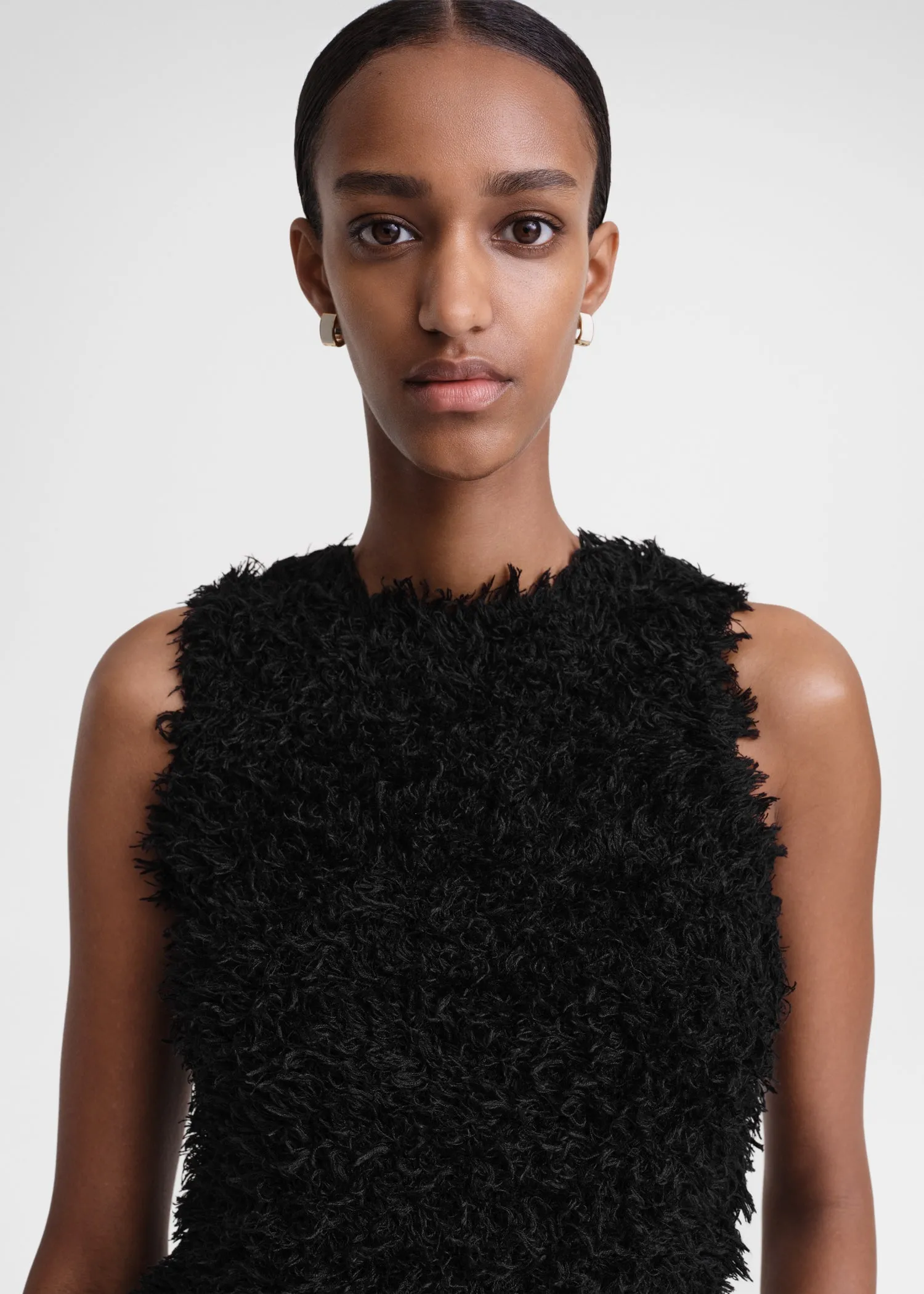 Curly mulberry silk knit black