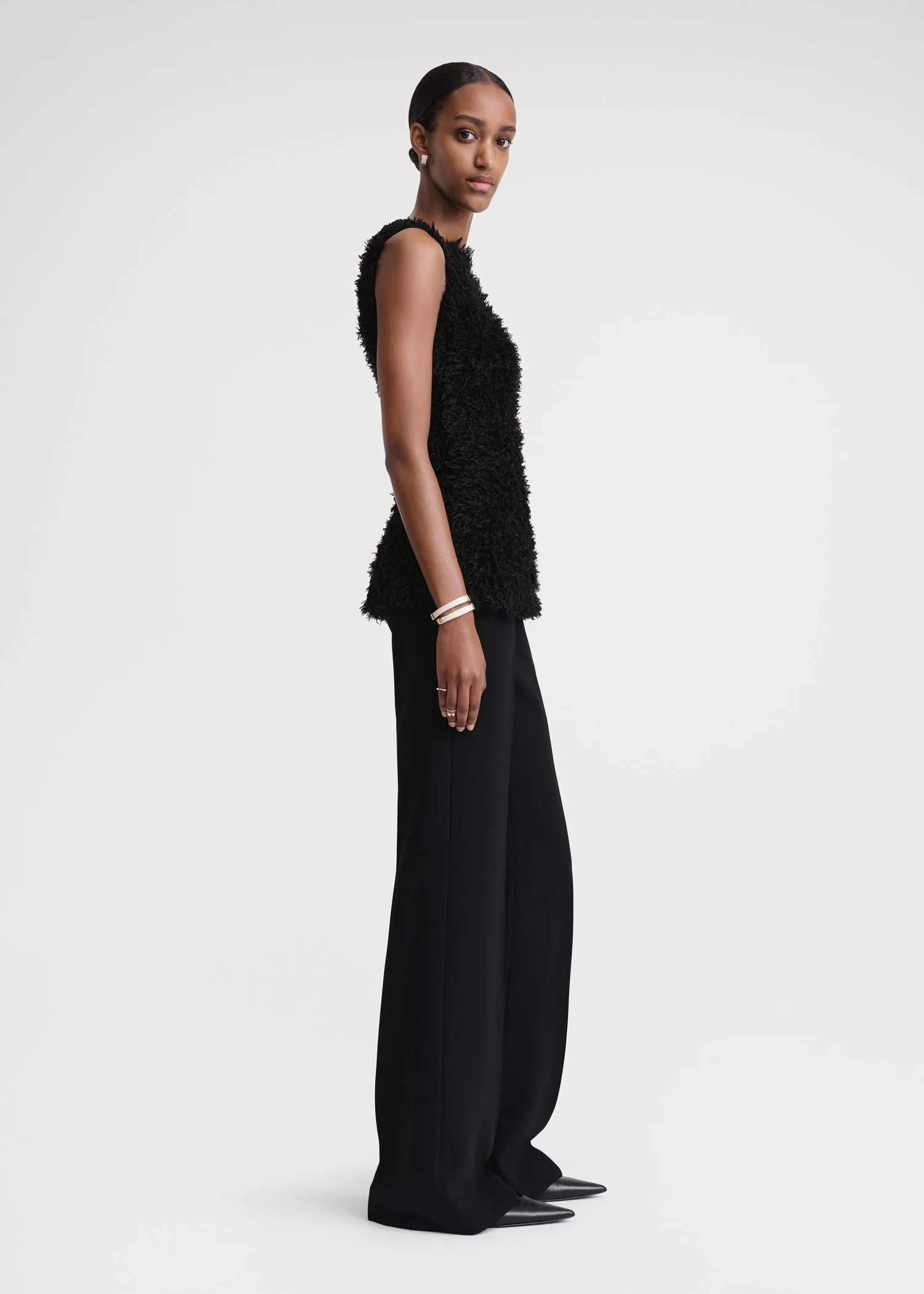 Curly mulberry silk knit black