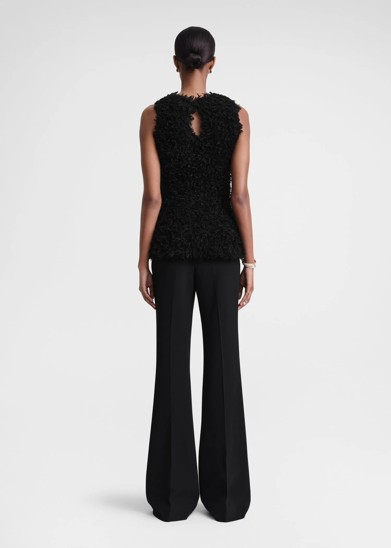 Curly mulberry silk knit black