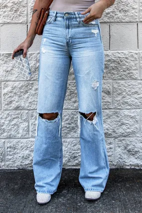 Distressed Wide Leg Jeans