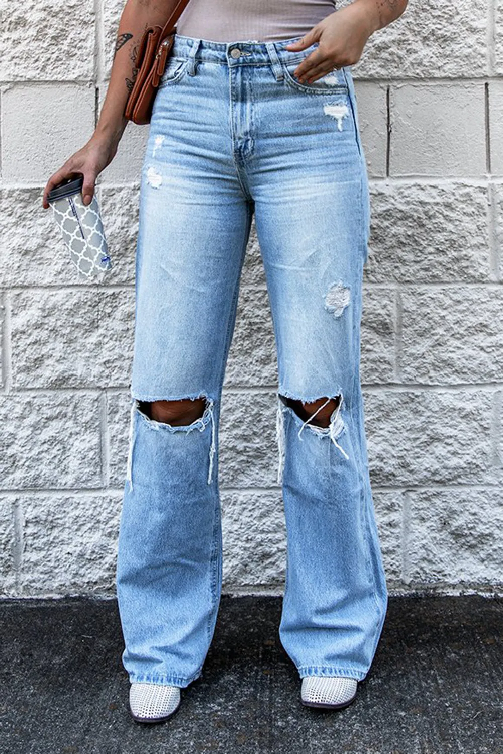 Distressed Wide Leg Jeans