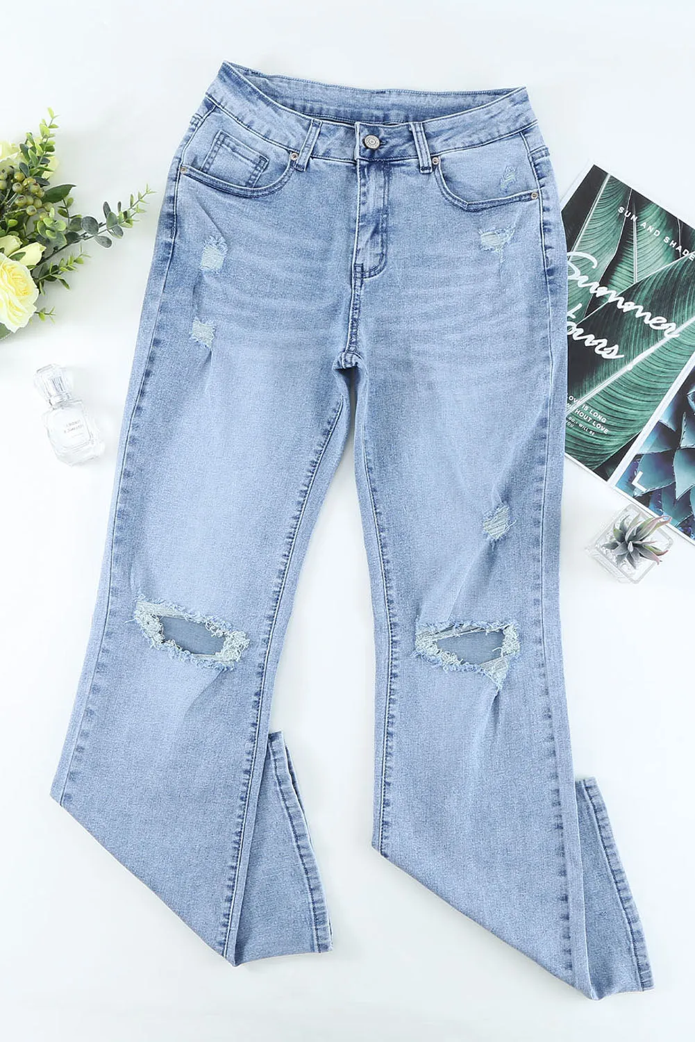 Distressed Wide Leg Jeans
