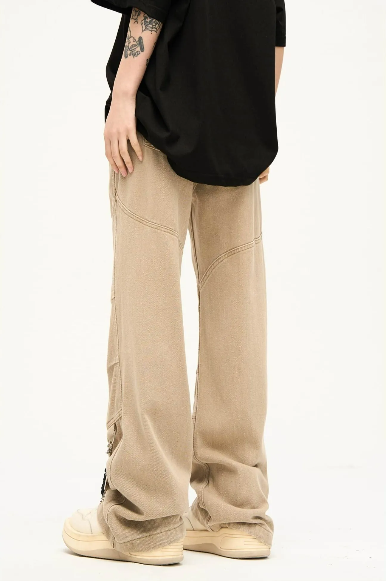 Double Side Waist Strap Pleated Pants