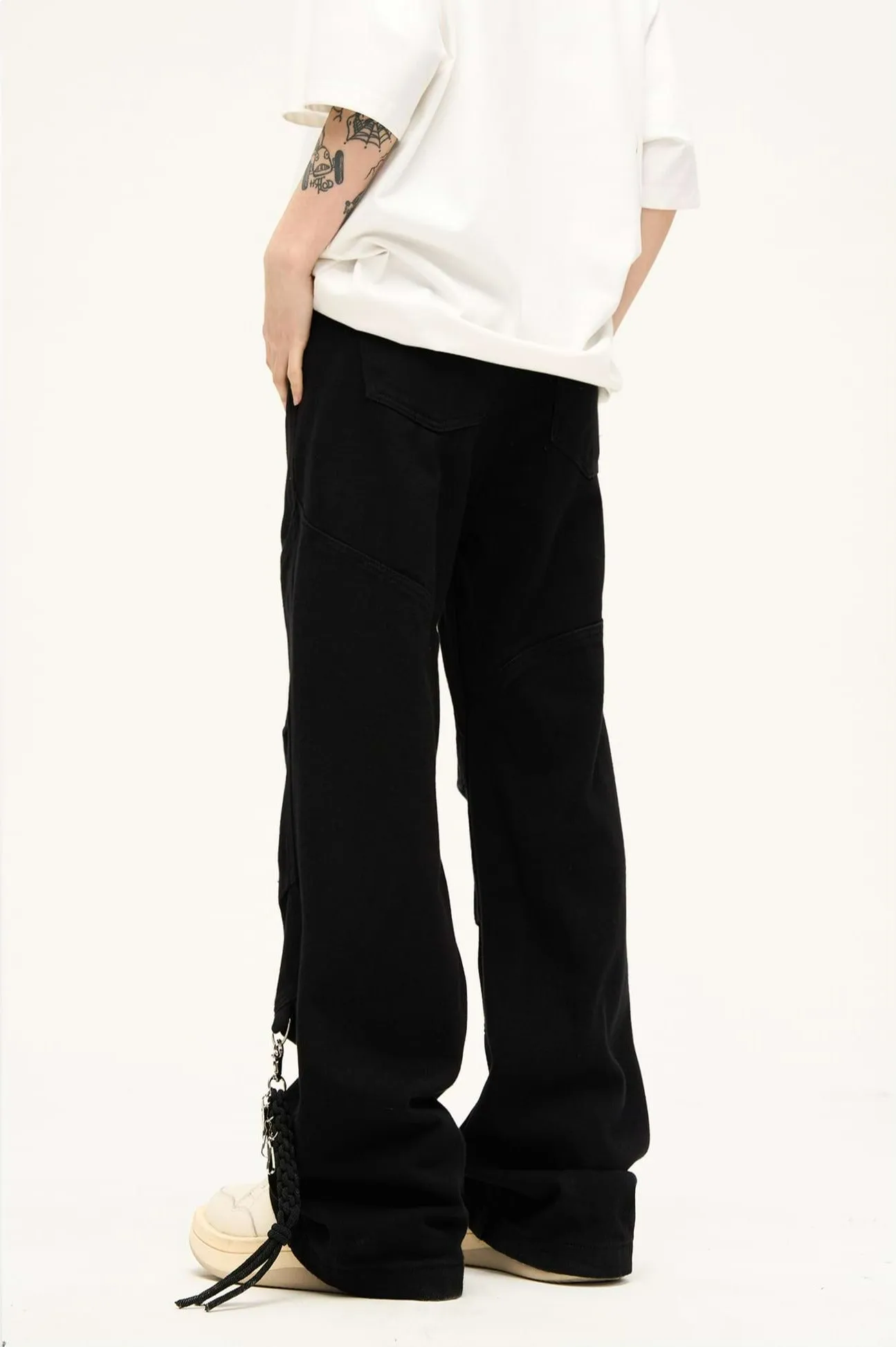 Double Side Waist Strap Pleated Pants