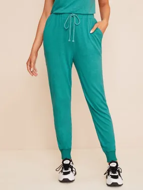 Drawstring Waist Slant Pocket Joggers