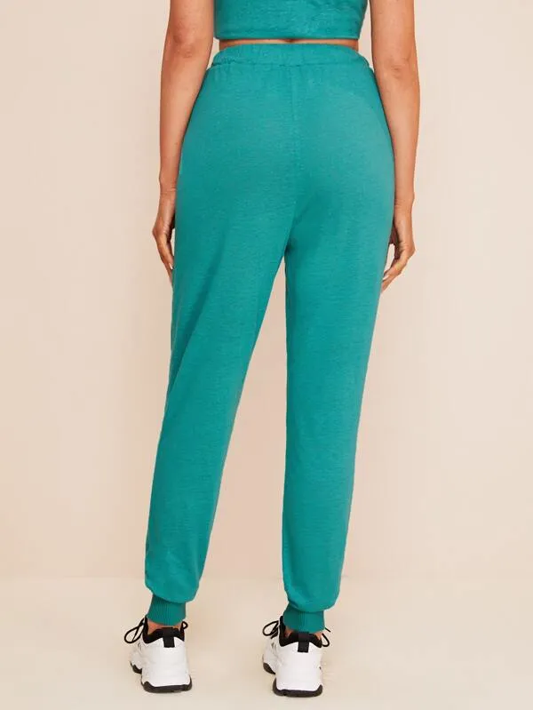 Drawstring Waist Slant Pocket Joggers