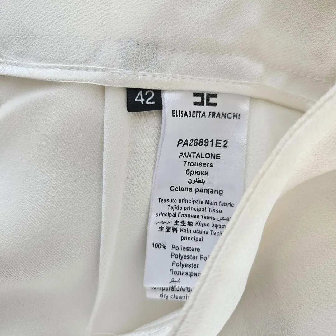 Elisabetta Franchi  white trousers with black chain charm detail