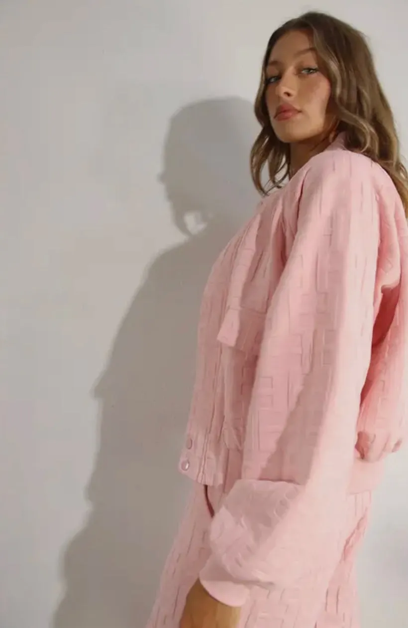 Embossed Bomber & Long Pants Set