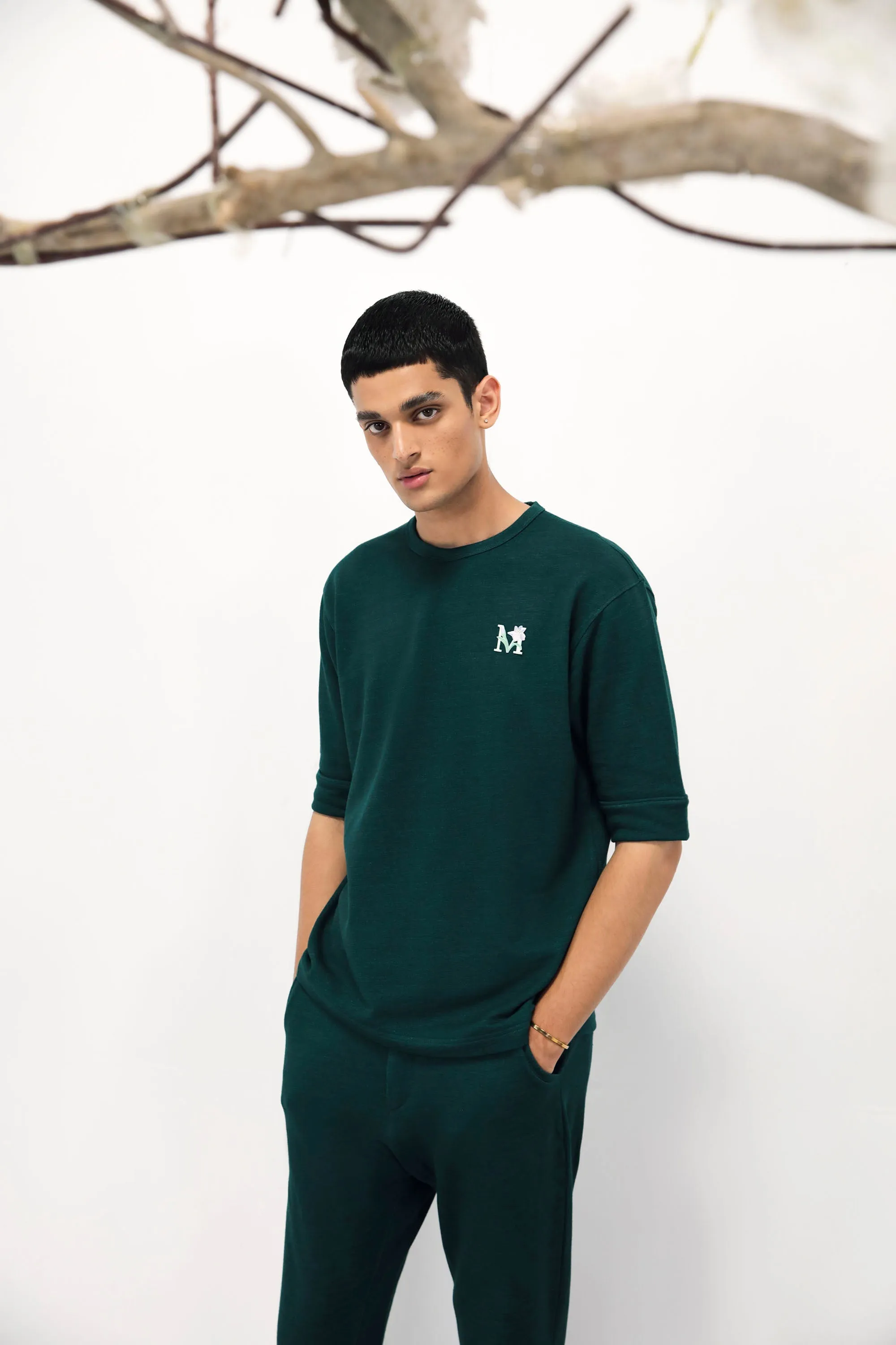 Emerald Green Slub Cotton Trousers