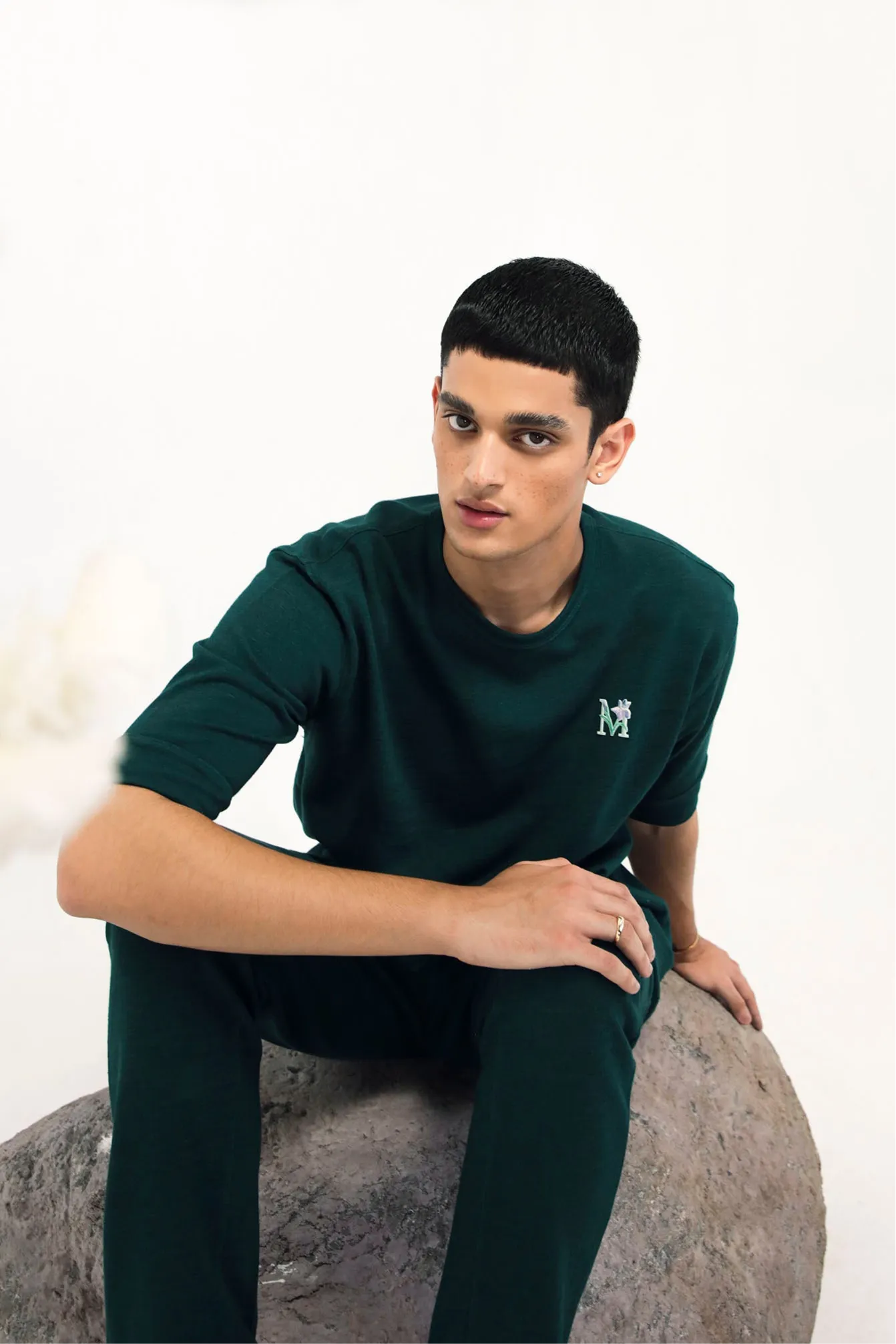 Emerald Green Slub Cotton Twin Set