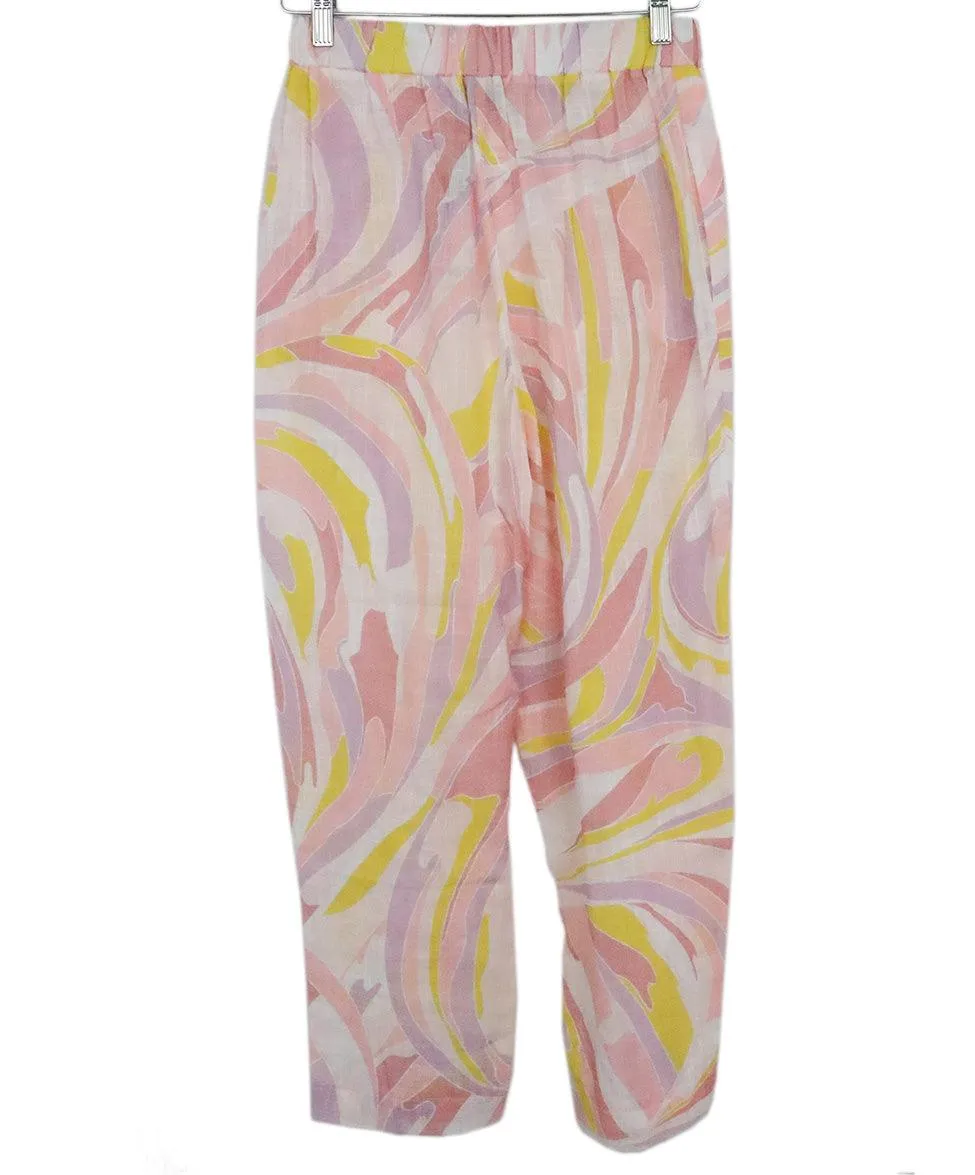 Emilio Pucci Pink & Yellow Print Pants sz 2