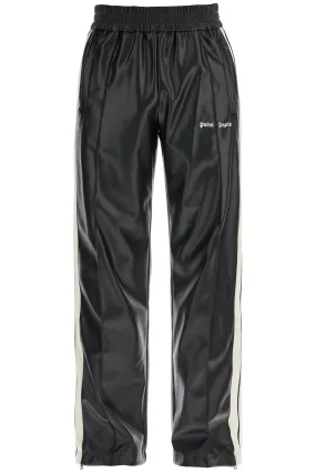 FAUX LEATHER JOGGERS WITH SIDE STRIPES
