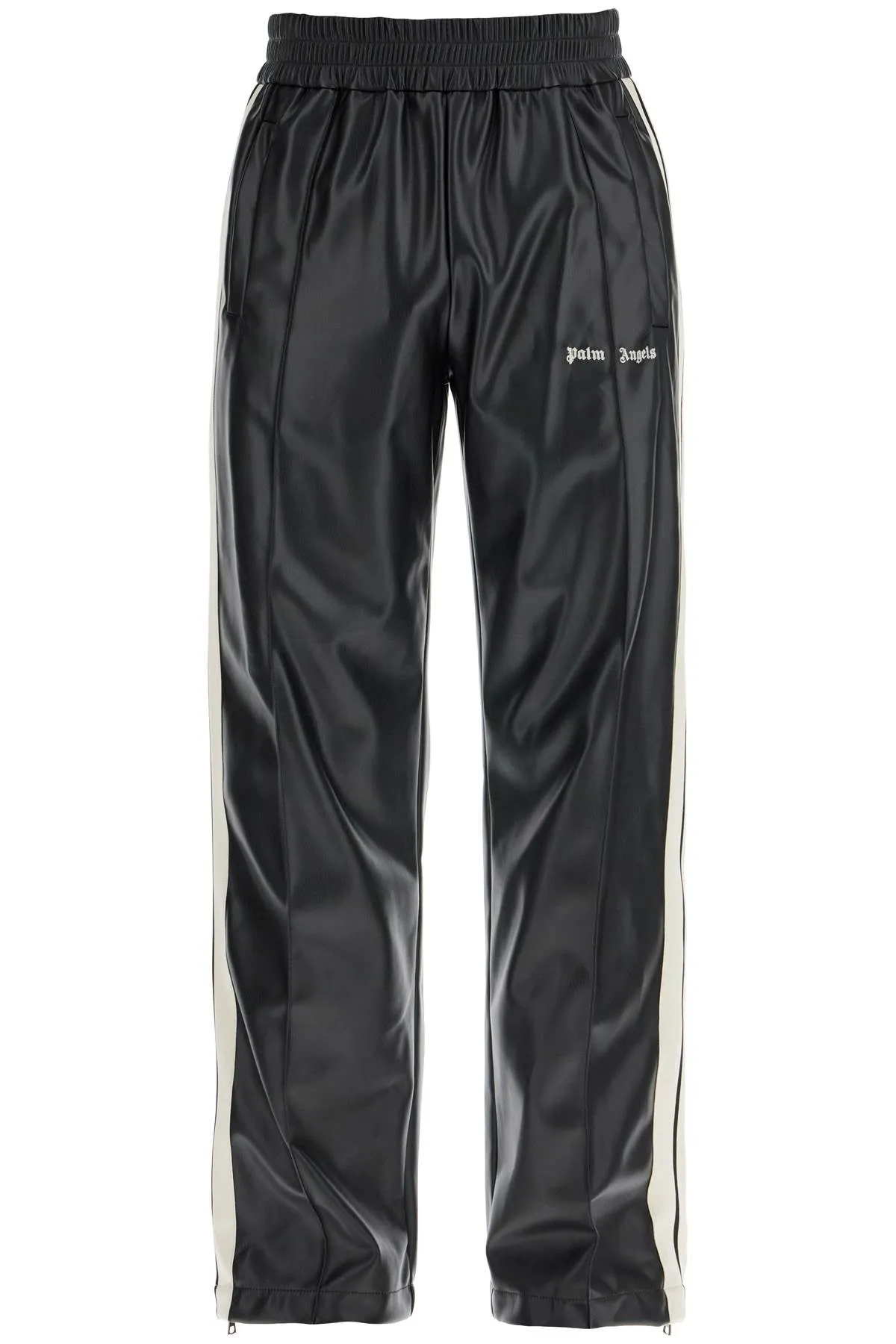 FAUX LEATHER JOGGERS WITH SIDE STRIPES