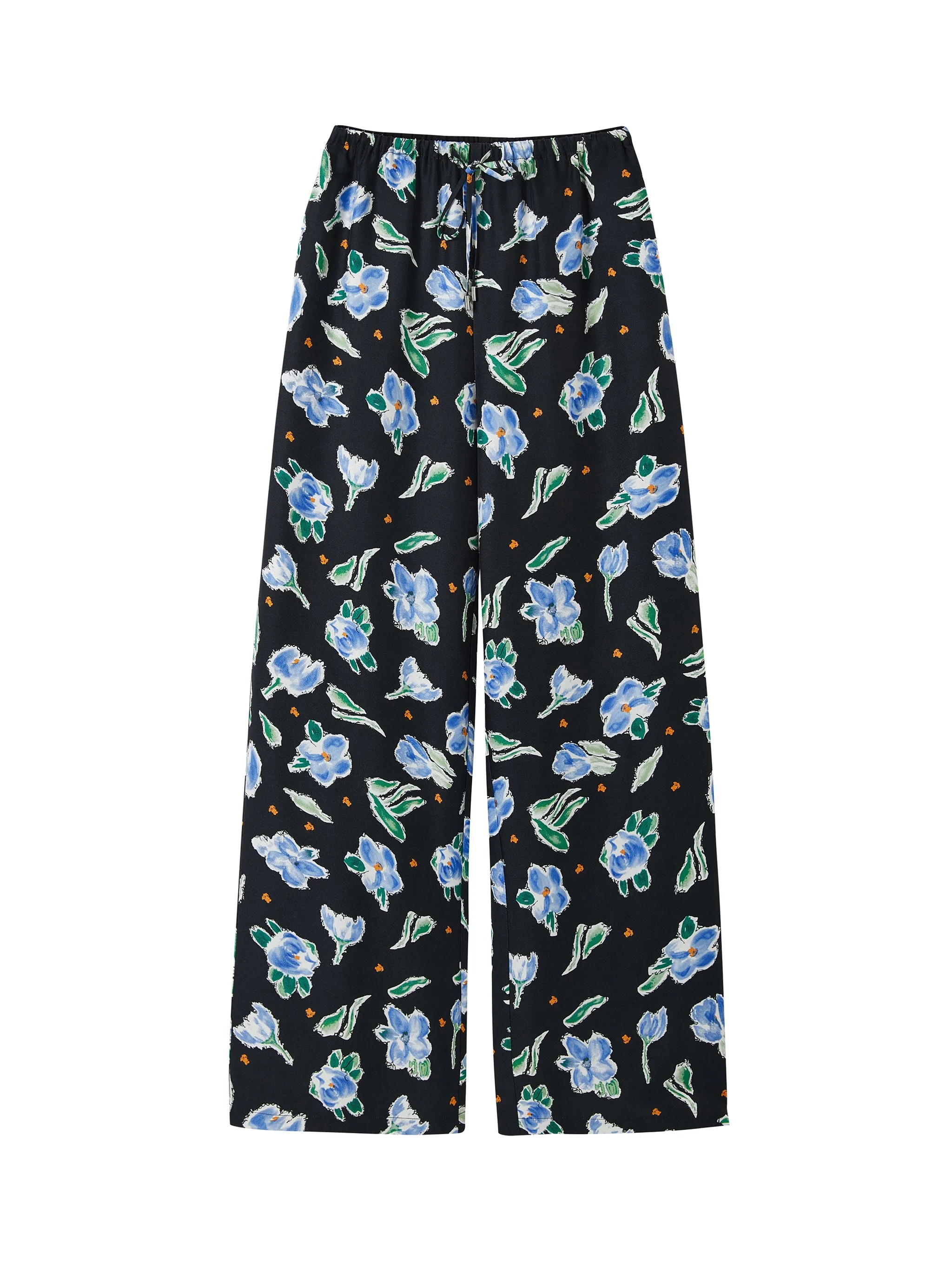 Floral Silk Wool Trousers