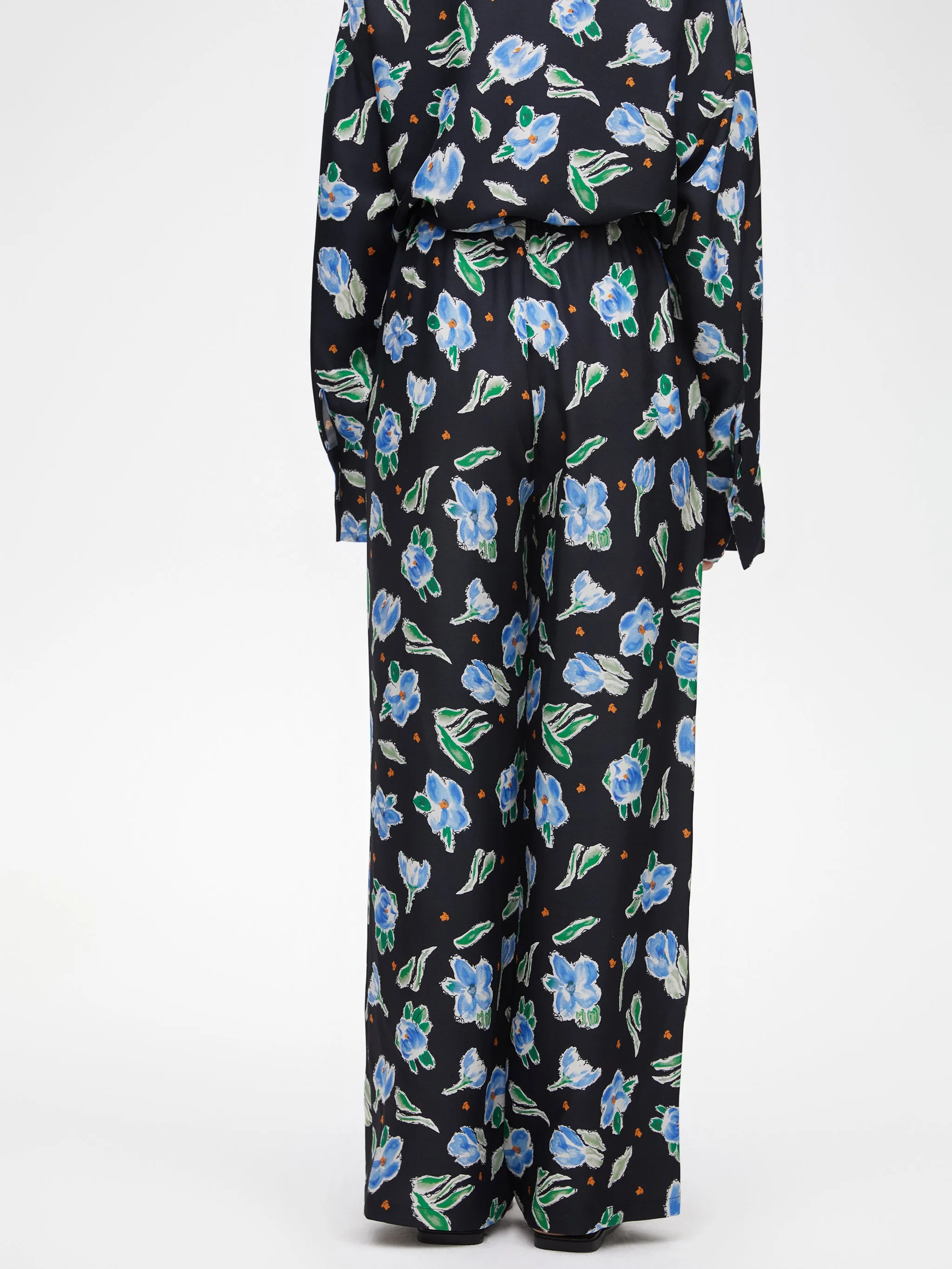 Floral Silk Wool Trousers