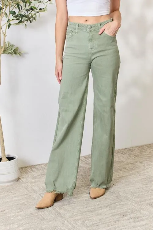 Full Size Raw Hem Wide-Leg Jeans