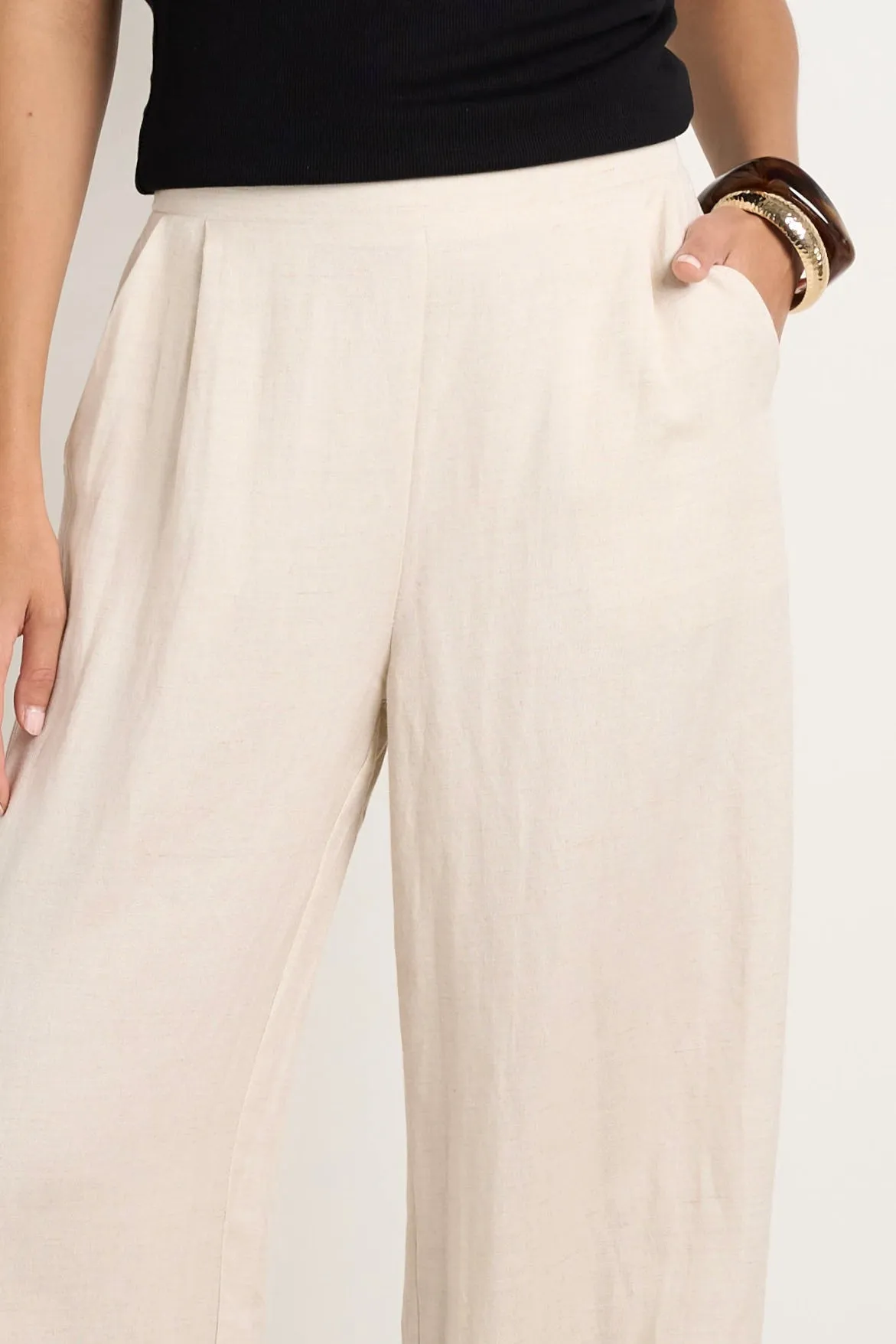 Guardian Natural Linen Viscose Elastic Back Pants